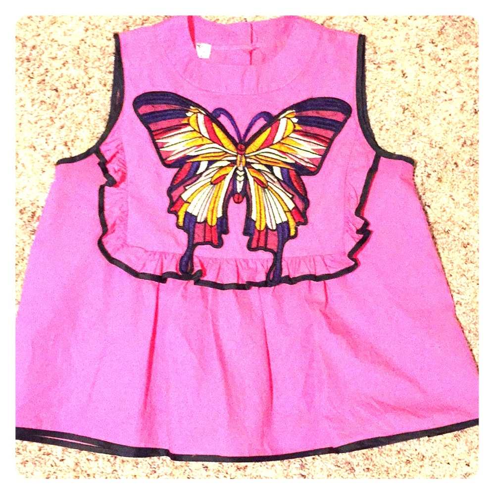 Pink Embroidered Butterfly 🦋 Top